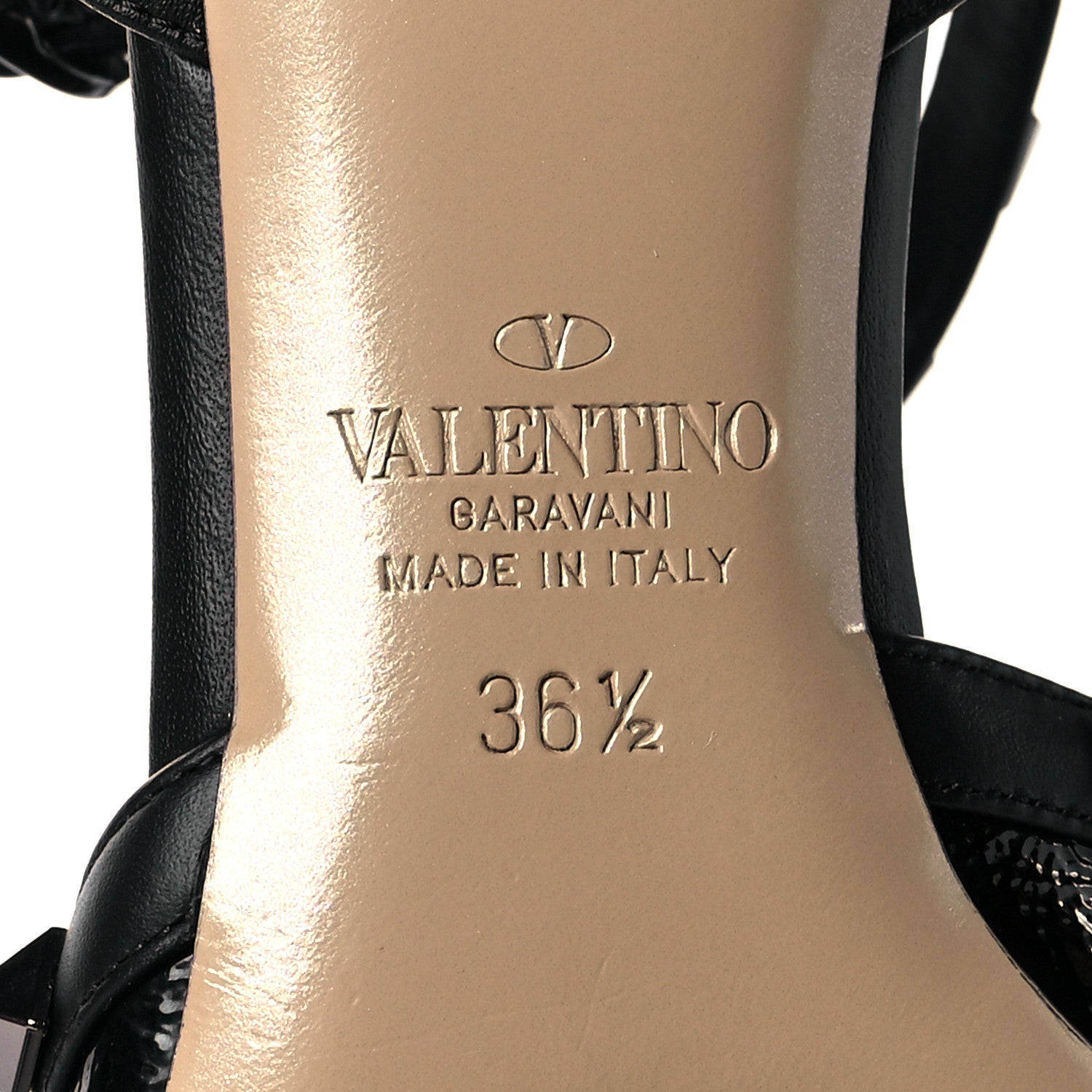 Valentino Garavani Crinkled Patent Rockstud Ankle Strap 65mm Pumps 36.5 Black 7 of 10