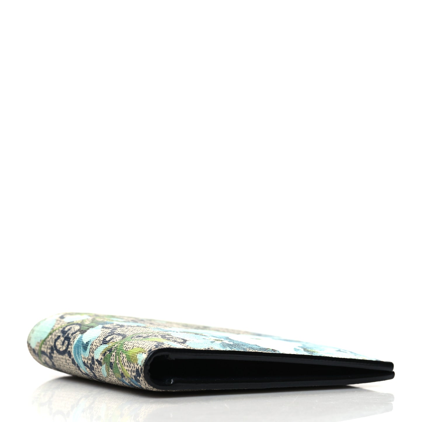 GG Supreme Monogram Blooms Bi-Fold Wallet Beige Blue Navy