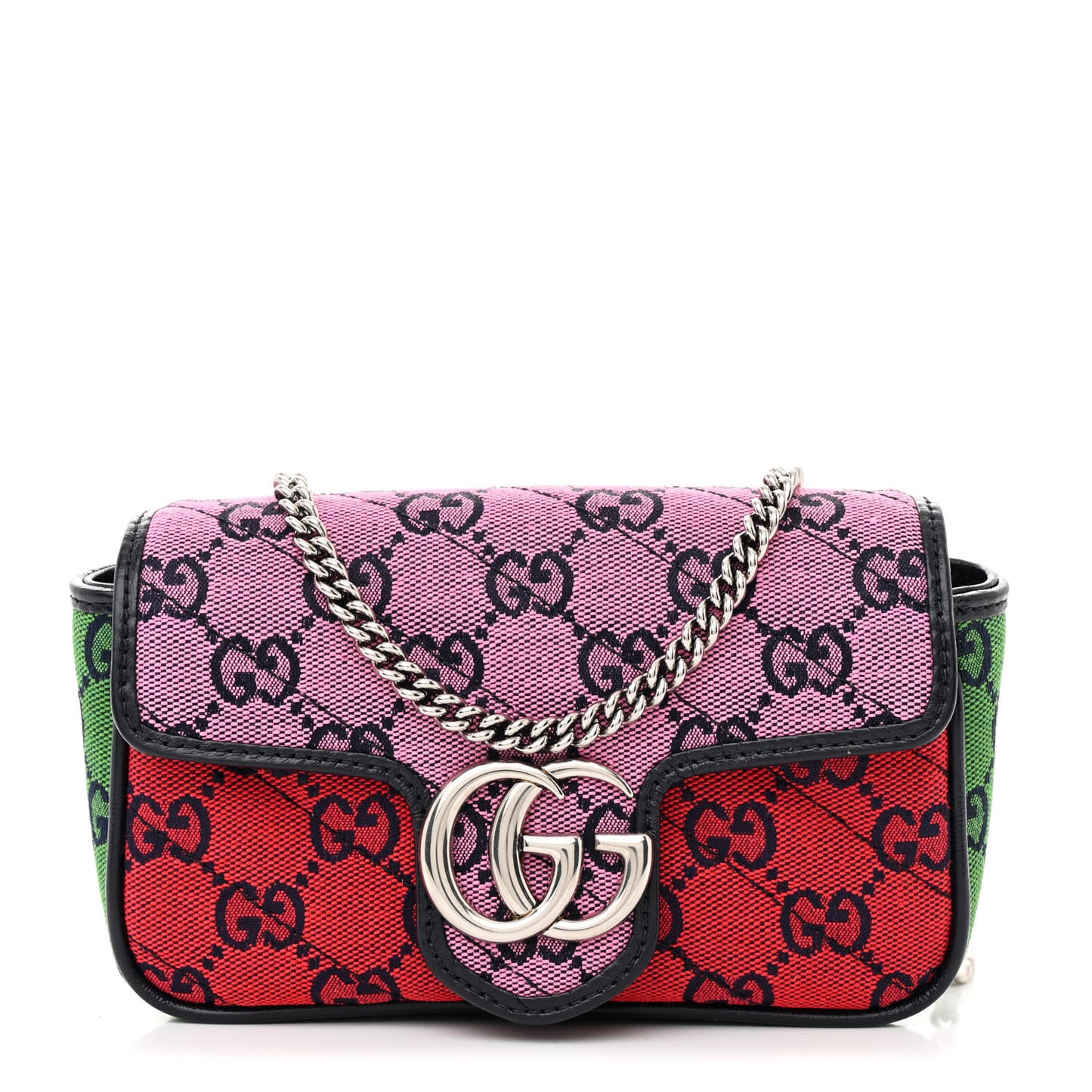 Monogram Multicolor Matelasse Diagonal Super Mini GG Marmont Shoulder Bag Pink Blue Red Yellow Green