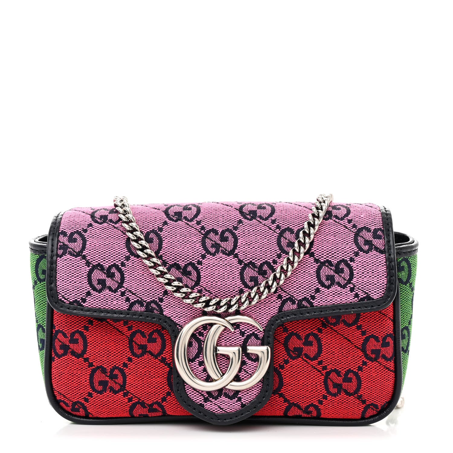Gucci Monogram Multicolor Matelasse Diagonal Super Mini GG Marmont Shoulder Bag Pink Blue Red Yellow Green 1 of 10