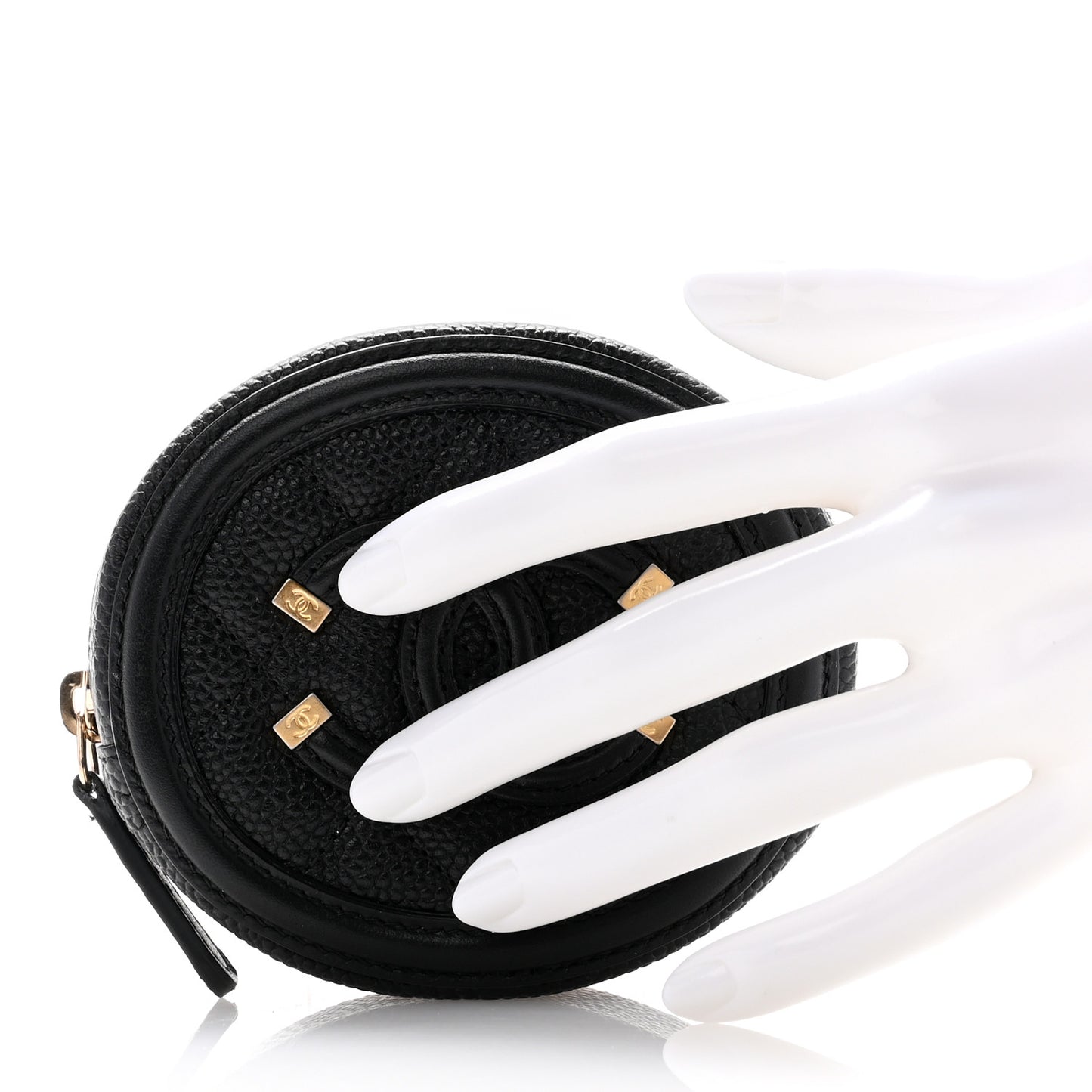 Caviar Quilted Filigree Zip Around Classic Coin Purse Black