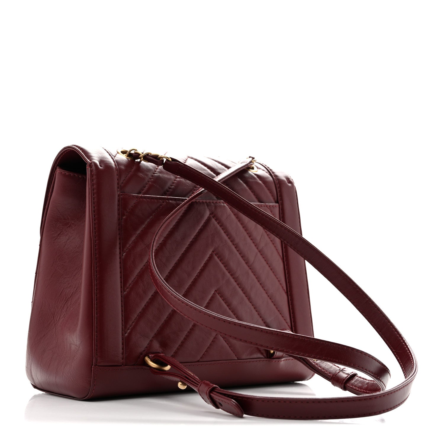 Chanel Aged Calfskin Chevron Quilted Backpack Red 3 of 12