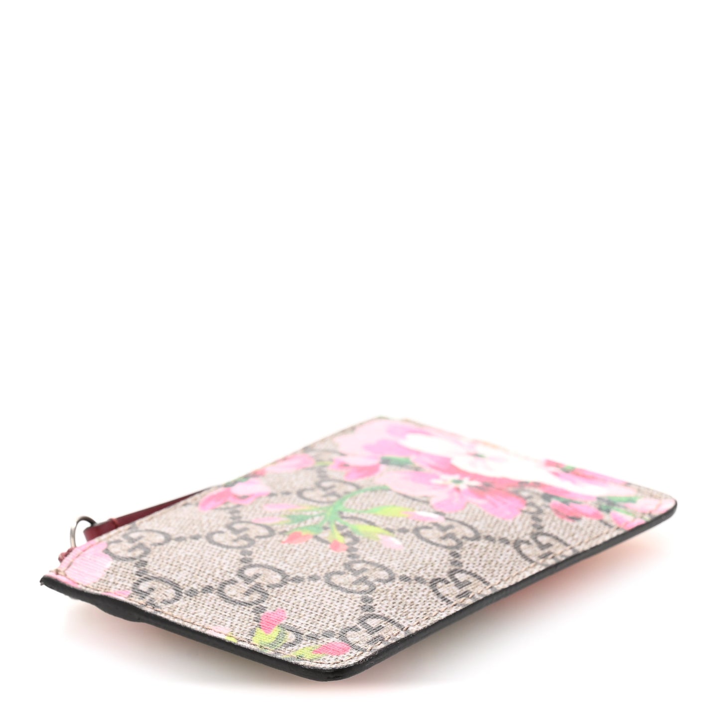 GG Supreme Monogram Blooms Key Ring Coin Case Beige Multicolor Dry Rose