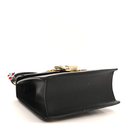 Gucci Textured Calfskin Bee Star Print Mini Sylvie Top Handle Bag Black 4 of 10