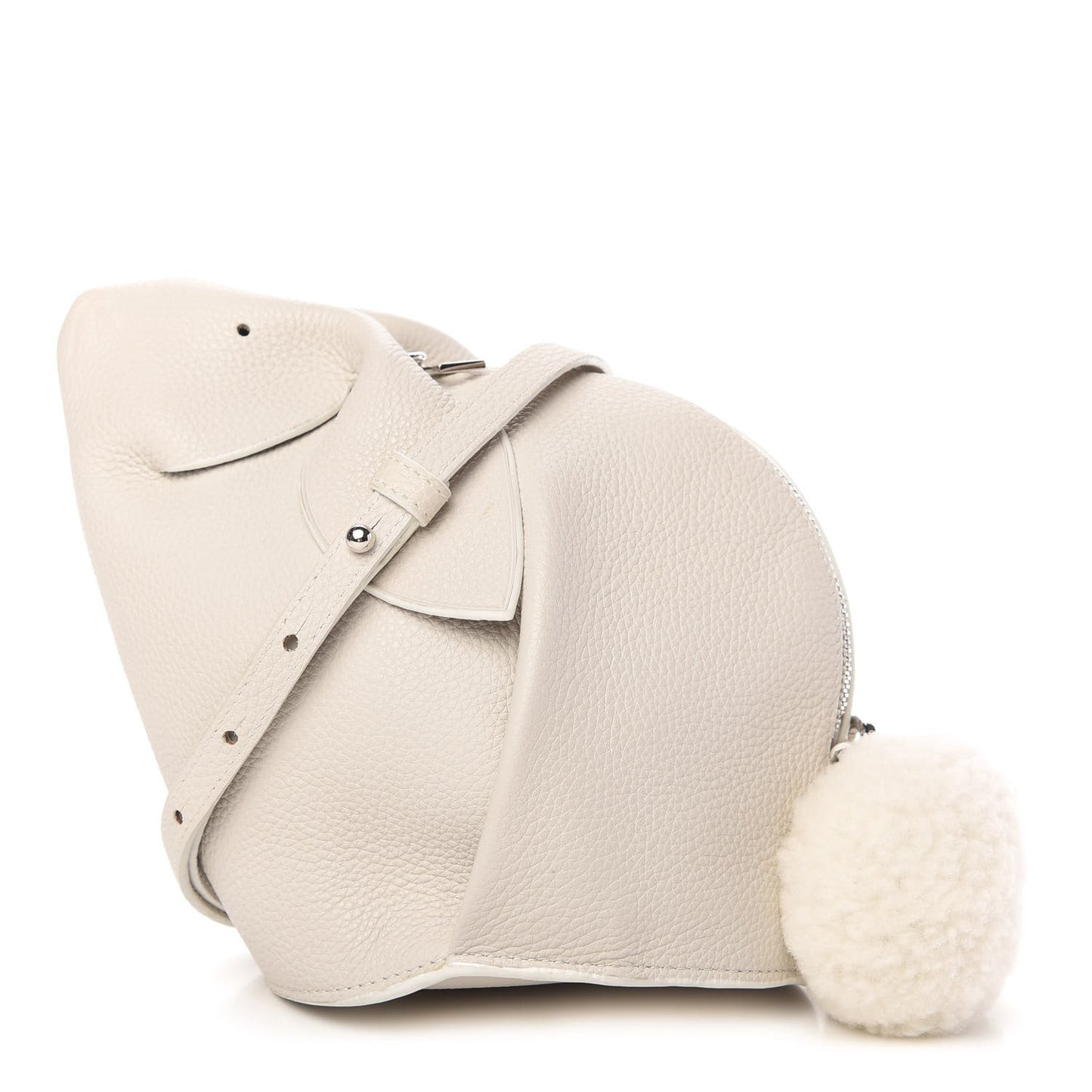 Calfskin Shearling Mini Bunny Crossbody Bag White