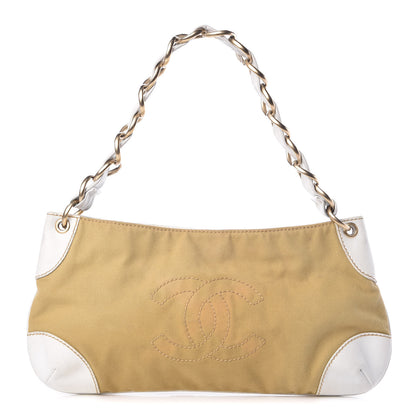 Chanel Lambskin Canvas CC Olsen Chain Small Shoulder Bag White Brown 1 of 15