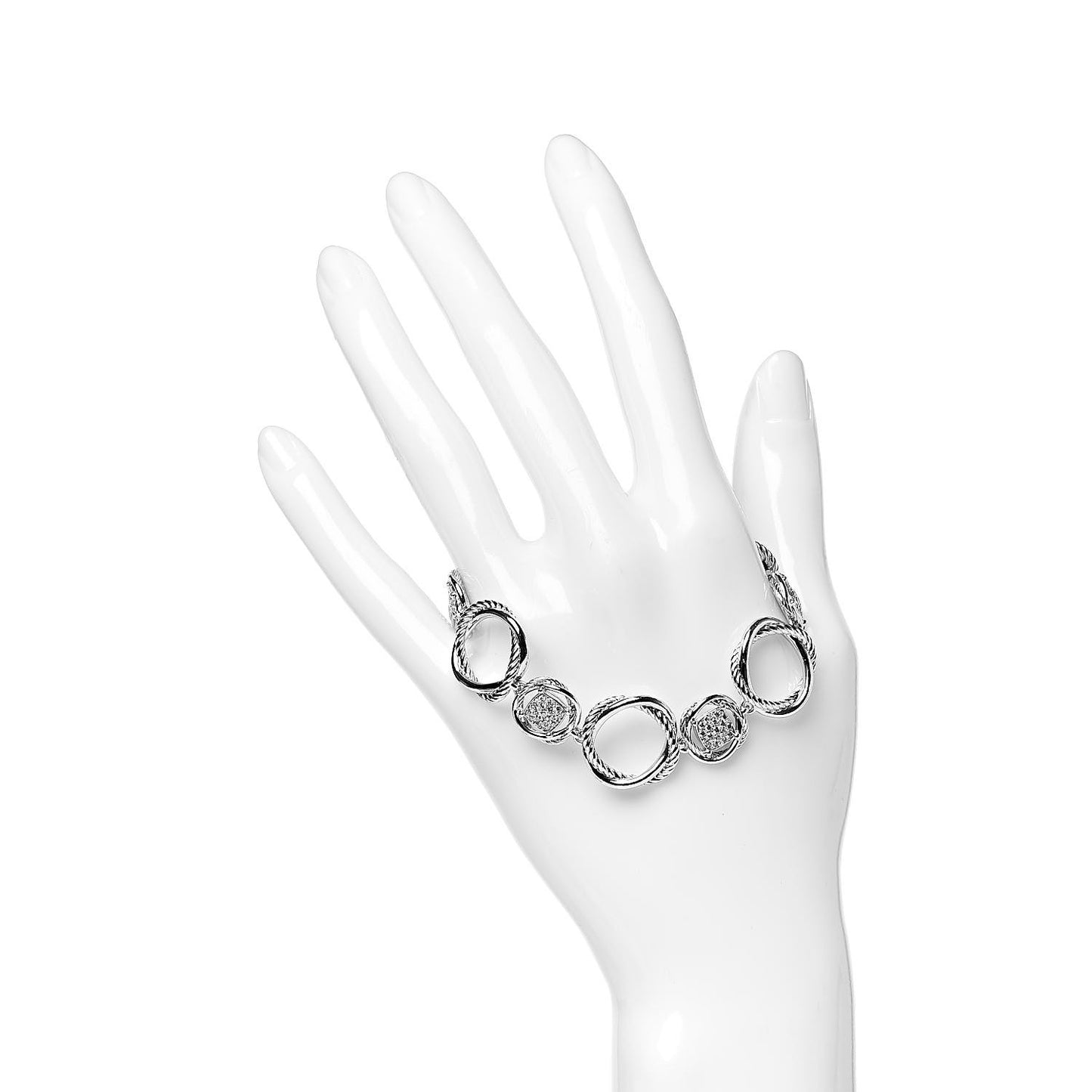 Sterling Silver Diamond Infinity Link Bracelet