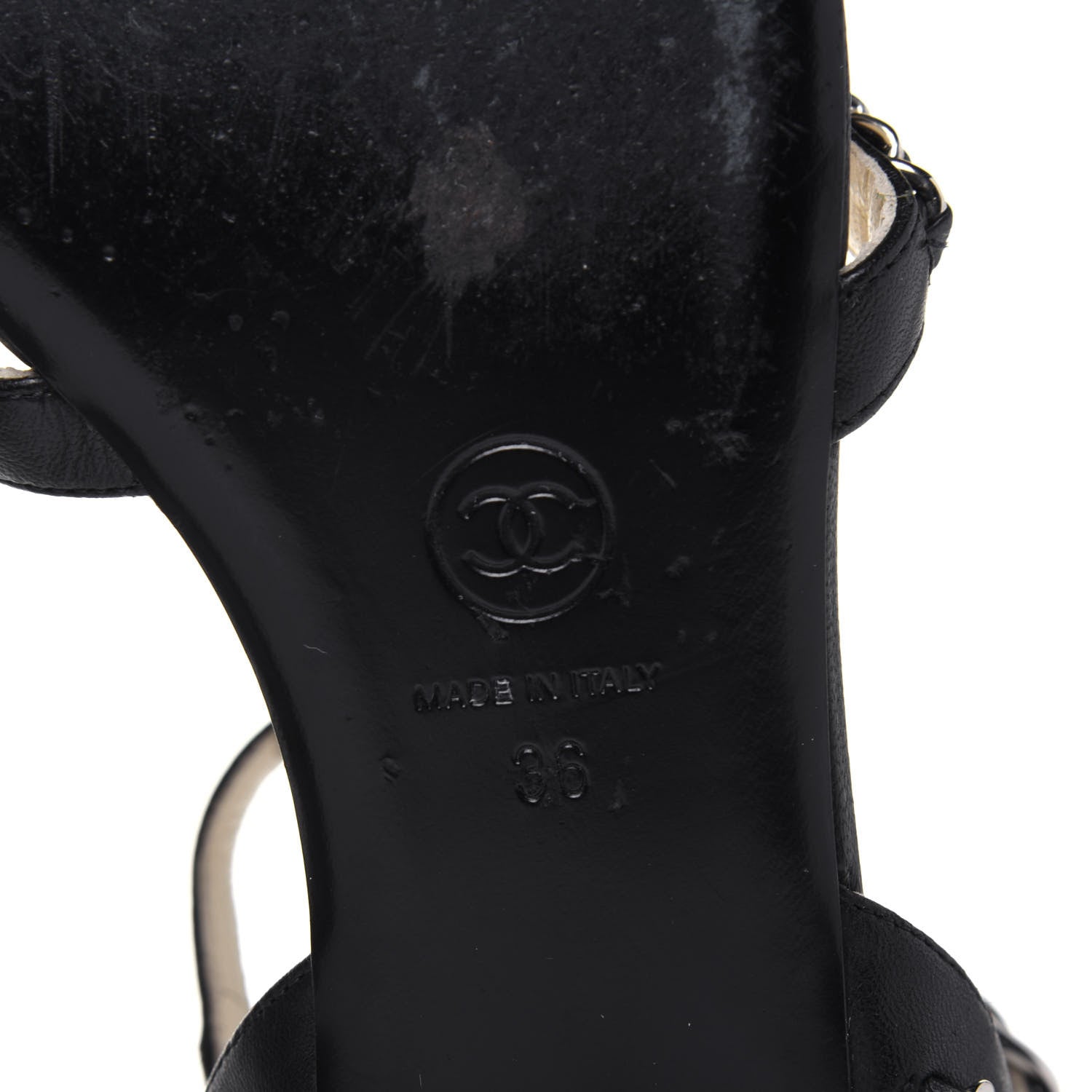 Chanel Lambskin CC Chain Sandals 36 Black 6 of 17