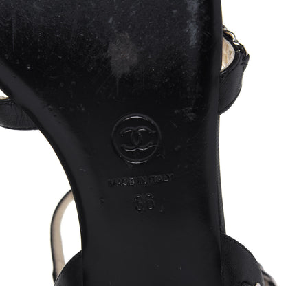 Chanel Lambskin CC Chain Sandals 36 Black 6 of 17