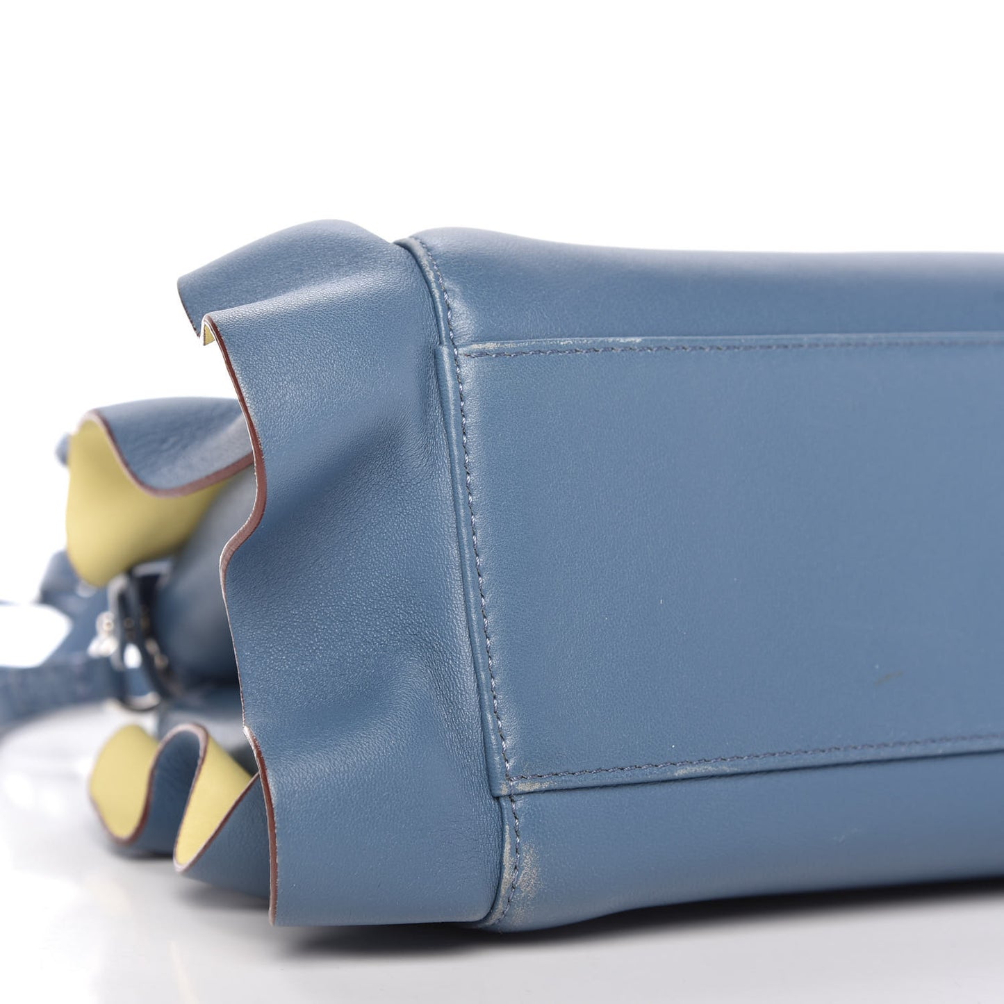 Nappa Bi-Color Mini Waves Peekaboo Iconic Satchel Ceruleo Banana