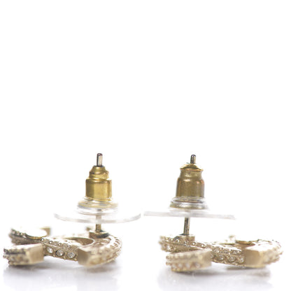 Chanel Crystal Timeless CC Earrings Light Gold 3 of 4