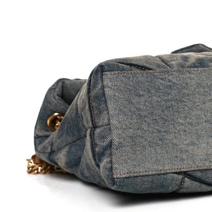 Saint Laurent Denim Quilted Small Loulou Puffer Monogram Chain Satchel Blue Cinnamon 9 of 10