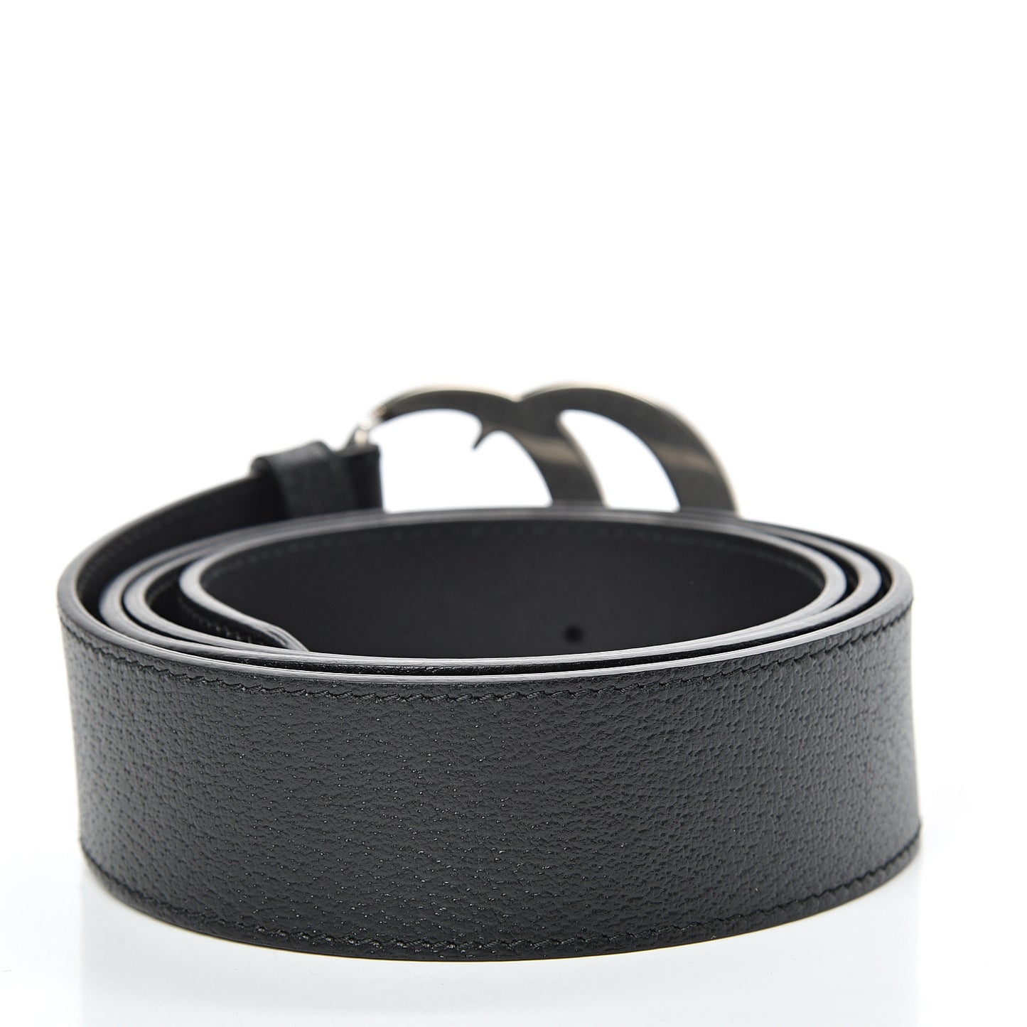 Textured Dollar Calfskin Nickel Double G 40mm Belt 105 42 Black