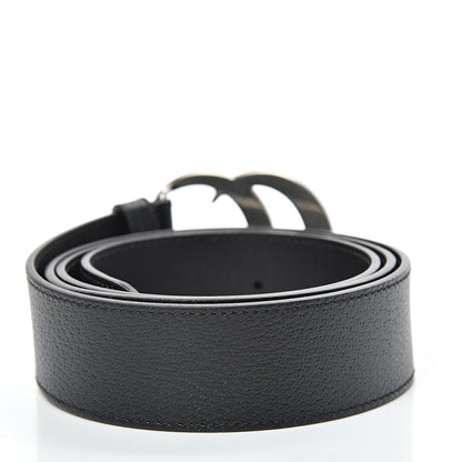 Gucci Textured Dollar Calfskin Nickel Double G 40mm Belt 105 42 Black 3 of 8