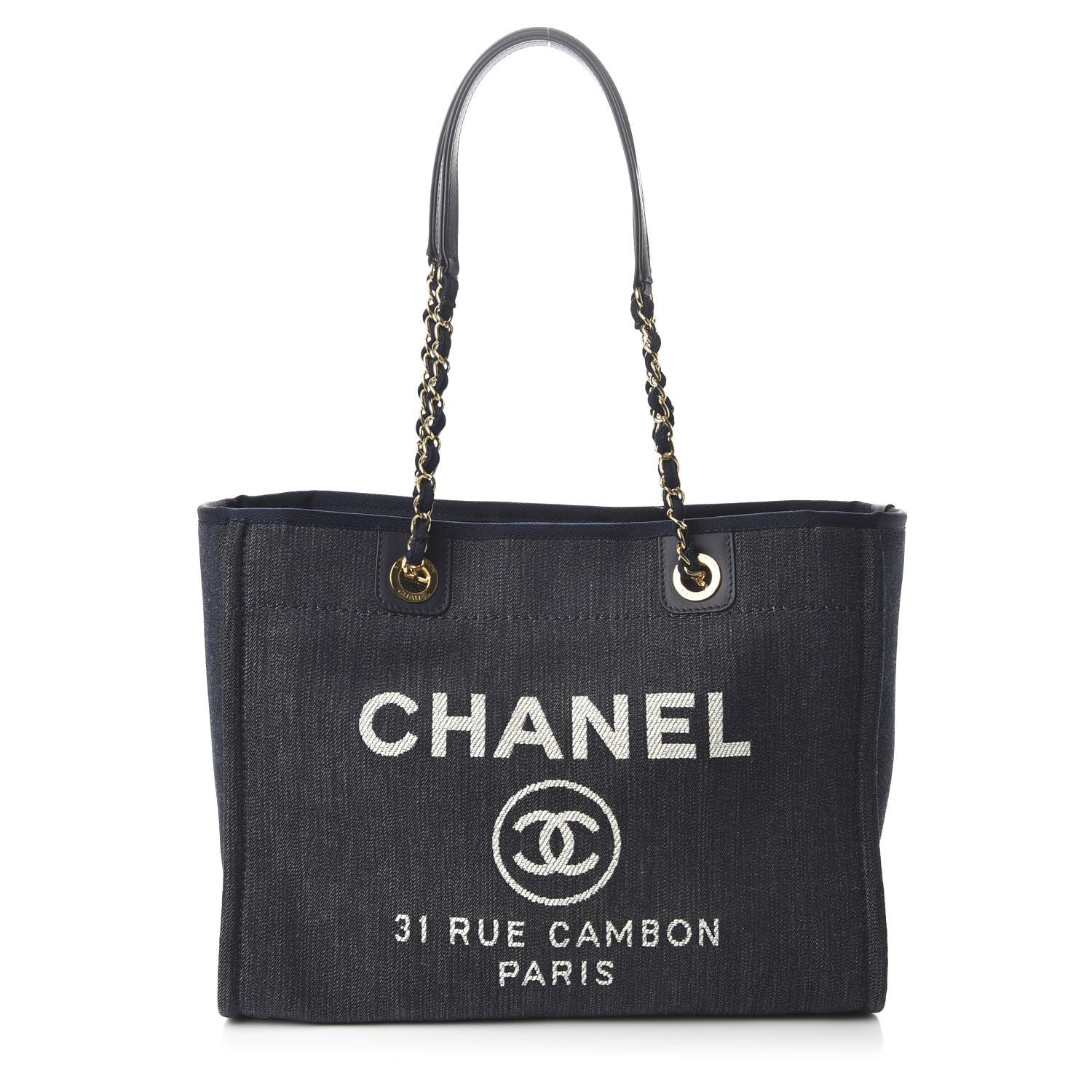 Chanel Denim Small Deauville Tote Dark Blue 1 of 11