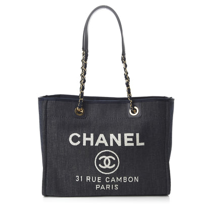 Chanel Denim Small Deauville Tote Dark Blue 1 of 11