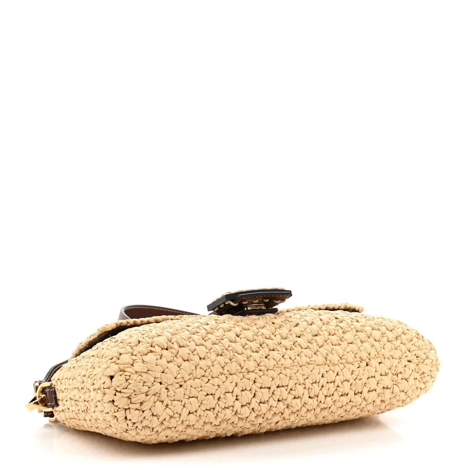 Fendi Straw Vitello King Woven Baguette Natural Ghianda 4 of 8