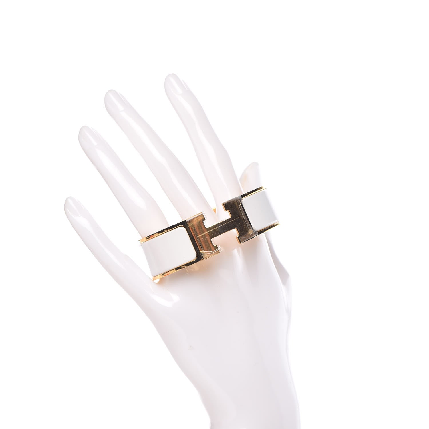 Hermes Enamel Wide Clic Clac H Bracelet GM White 2 of 5