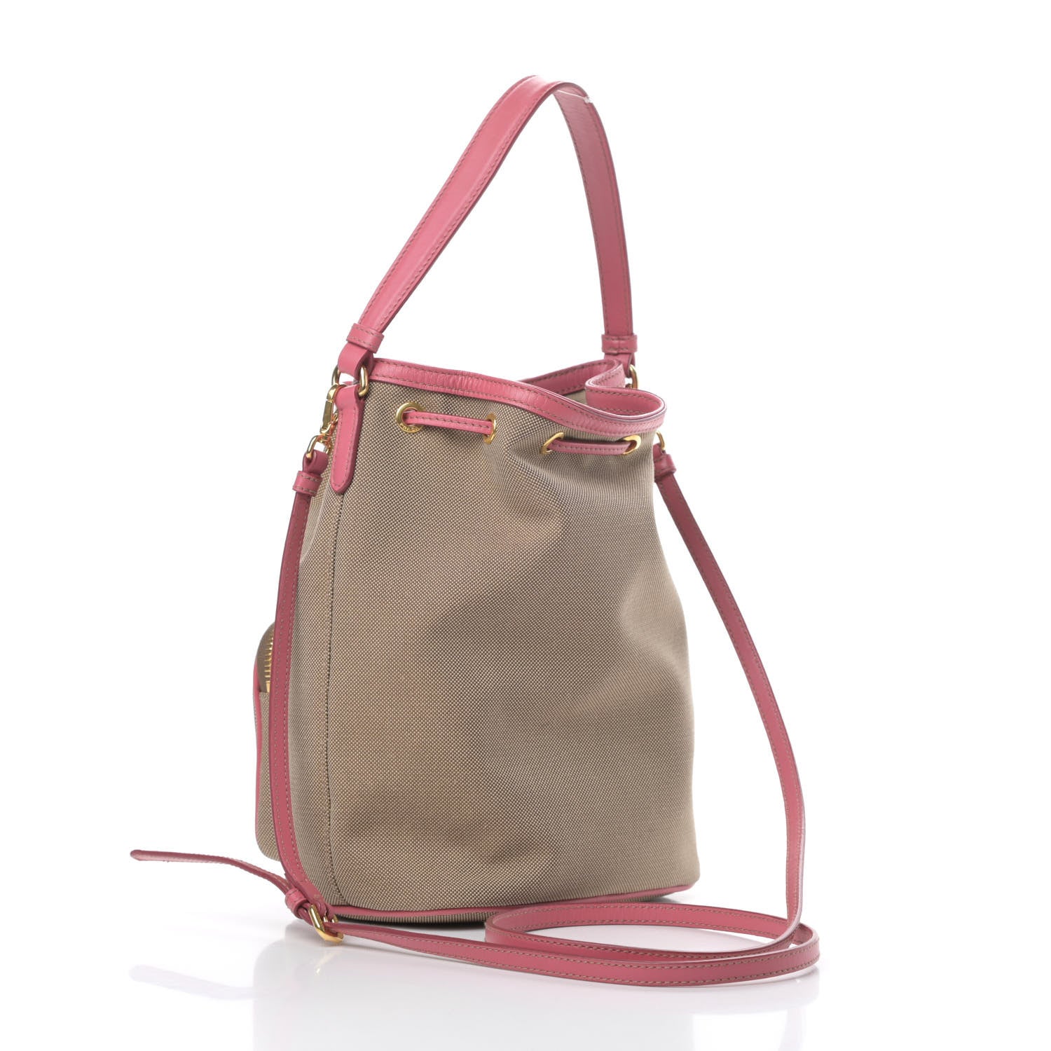 Prada Jacquard Logo Mini Bucket Crossbody Bag Corda Peonia 3 of 11