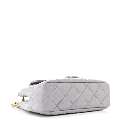 Chanel Shiny Crumpled Calfskin Quilted Small Wavy CC Hobo Grey 4 of 10