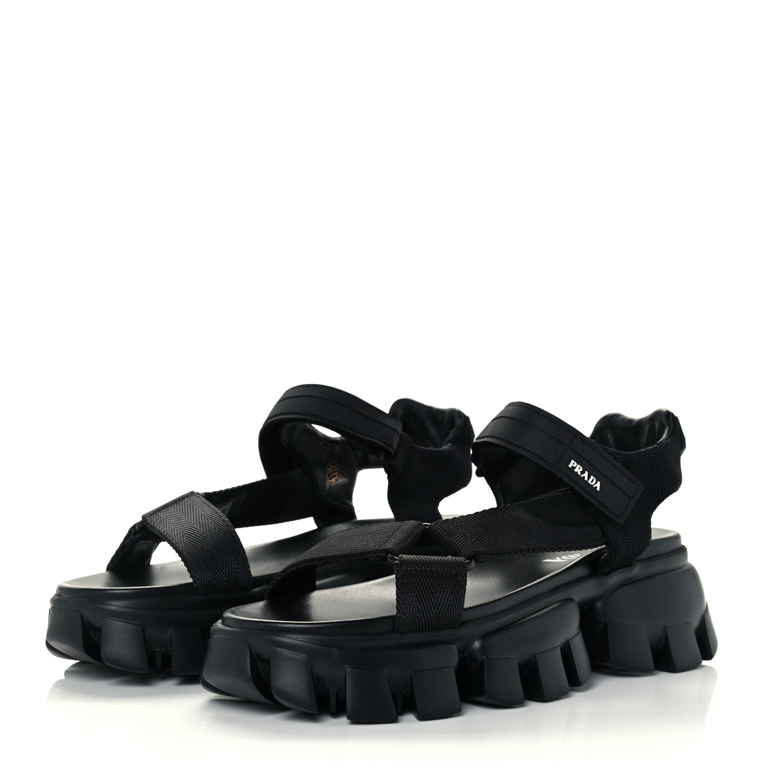 Prada Rubber Nylon Velcro Womens Cloudbust Thunder 50mm Sandals 39.5 Black 3 of 11