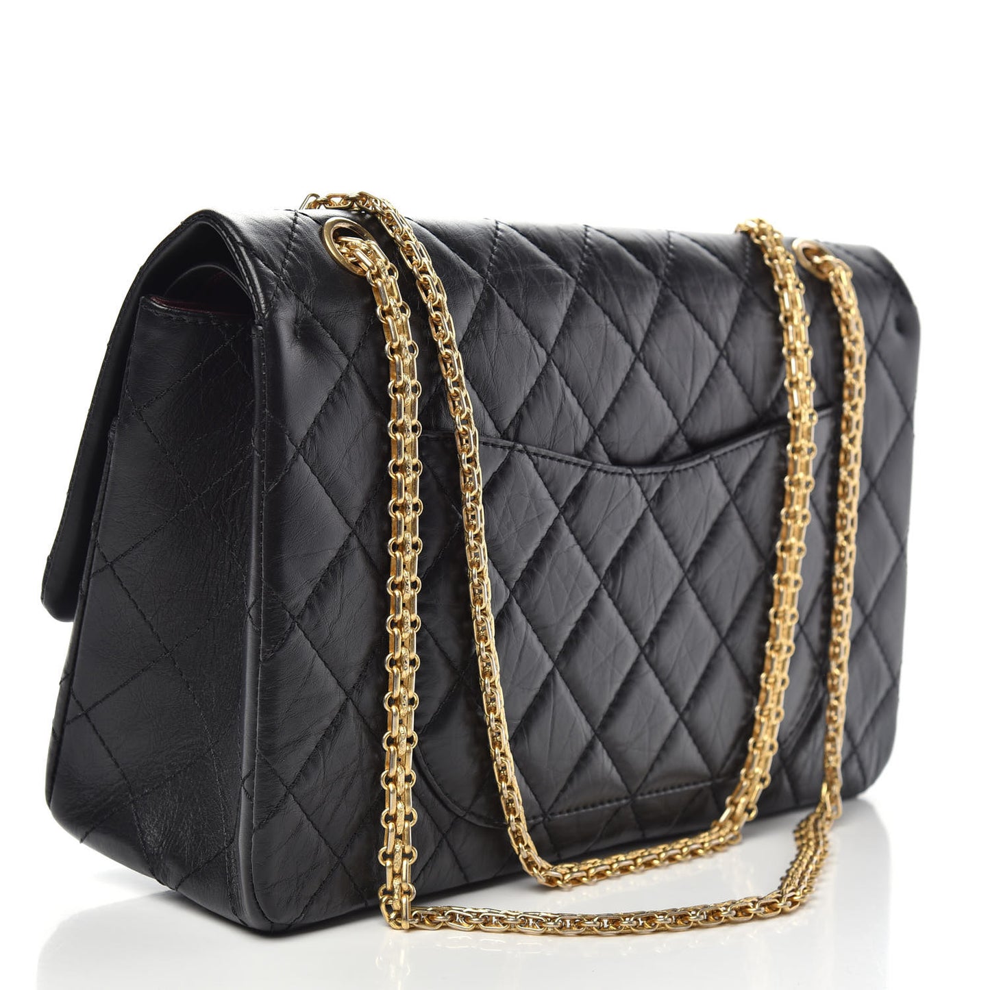 Aged Calfskin Quilted 2.55 Reissue 227 Flap Black