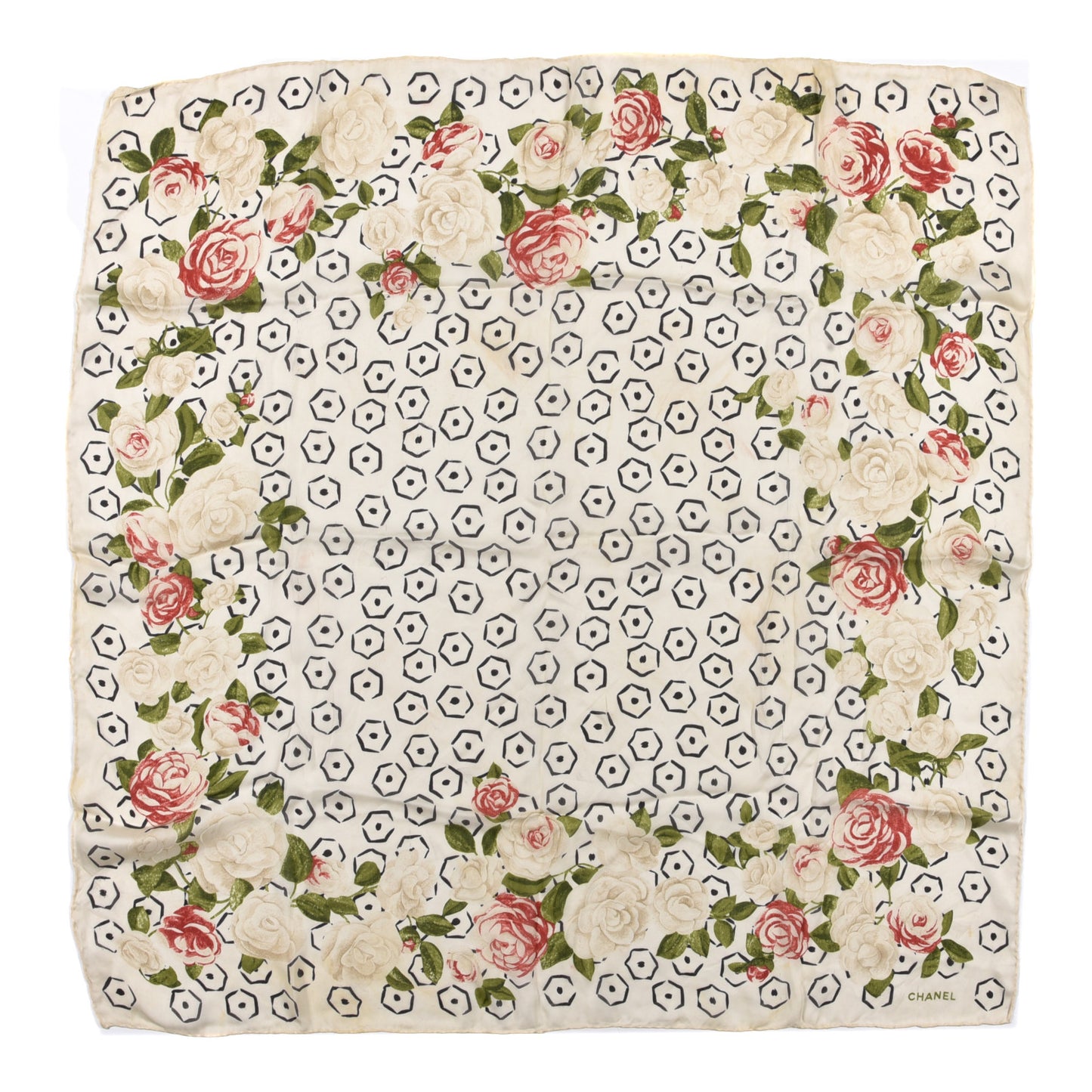 Silk CC Camellia Square Scarf