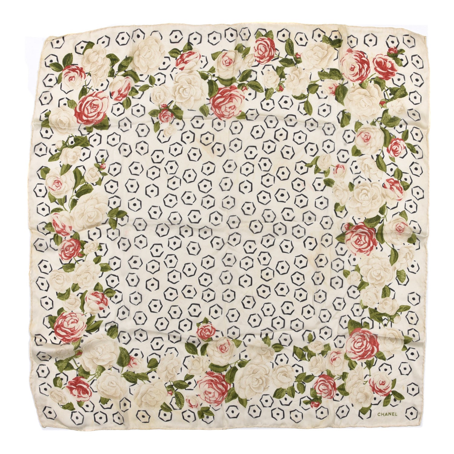 Chanel Silk CC Camellia Square Scarf 1 of 3