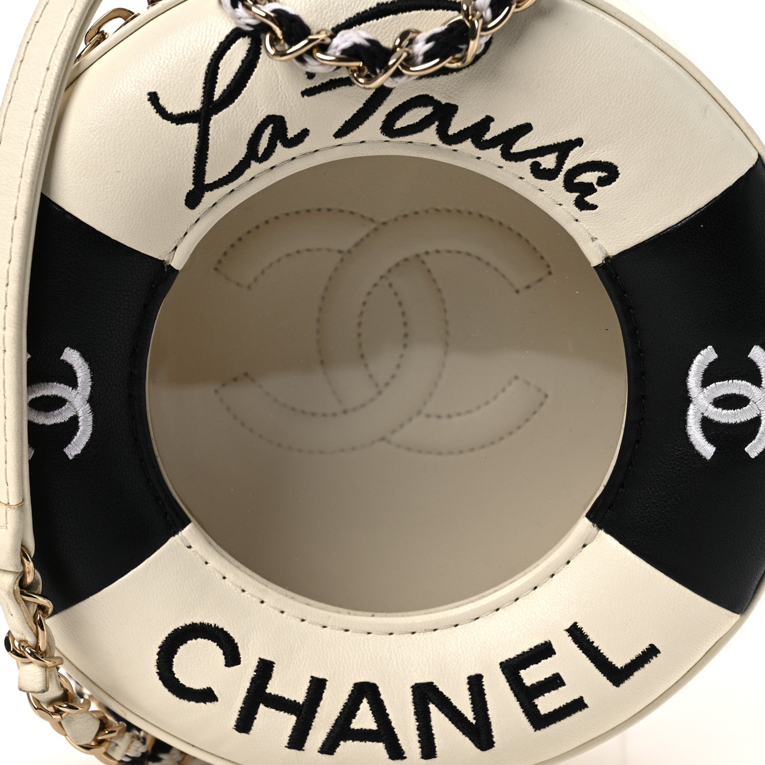 Chanel Lambskin Coco Lifesaver Round Bag Black White 7 of 11