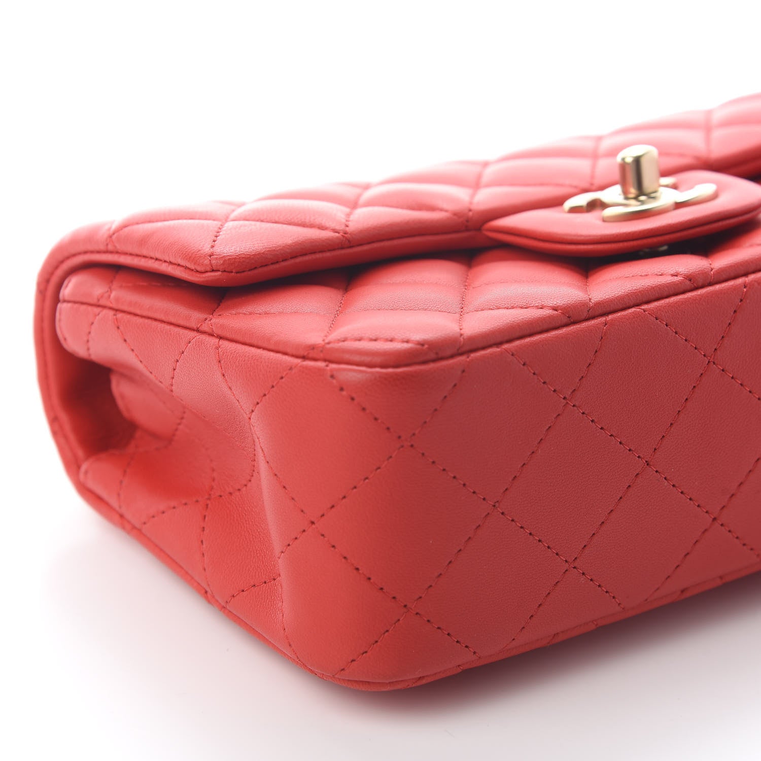 Chanel Lambskin Quilted Mini Rectangular Flap Red 8 of 9