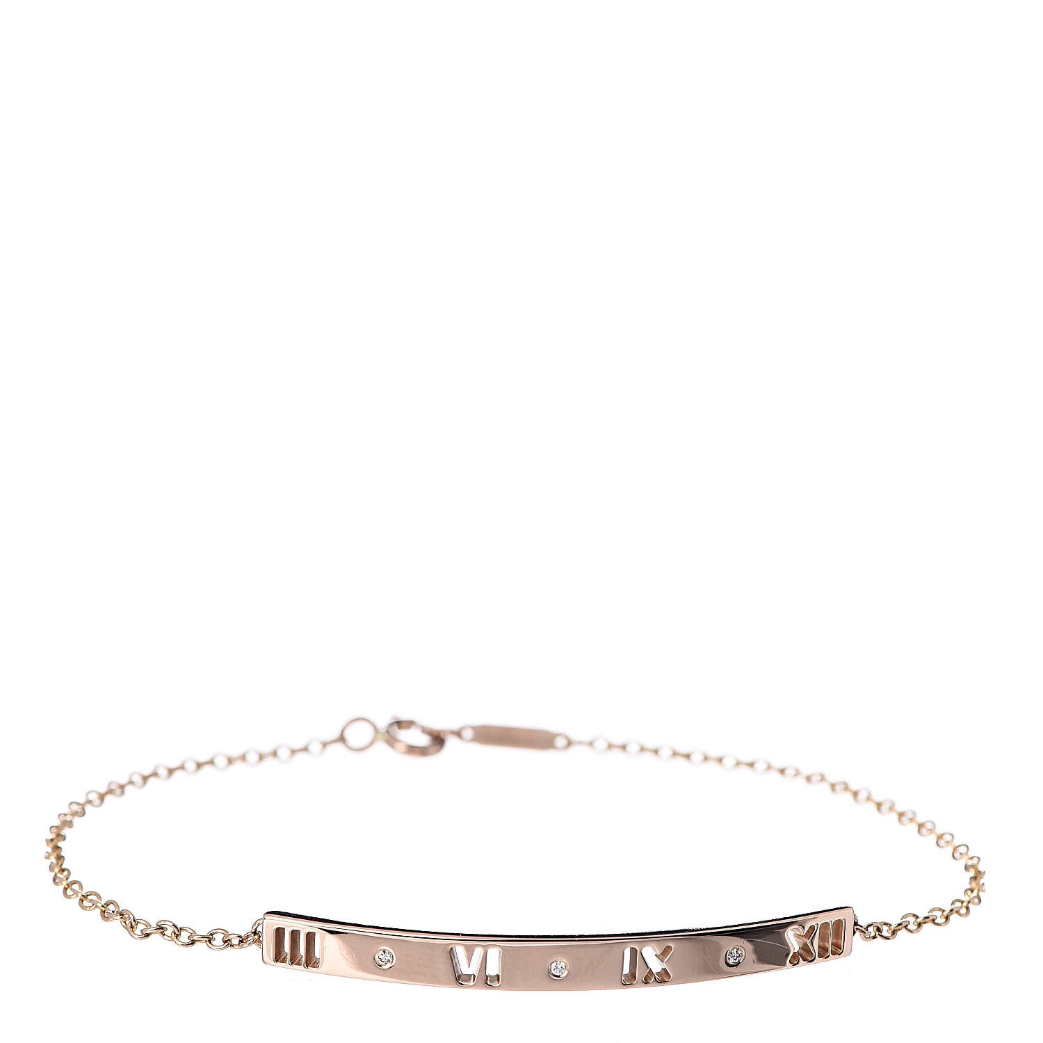 Tiffany 18K Rose Gold Diamond Atlas Bar Pierced Bracelet 1 of 4