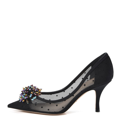 Christian Dior Grosgrain Plumetis Dior Blossom Pump 36 Black 1 of 9