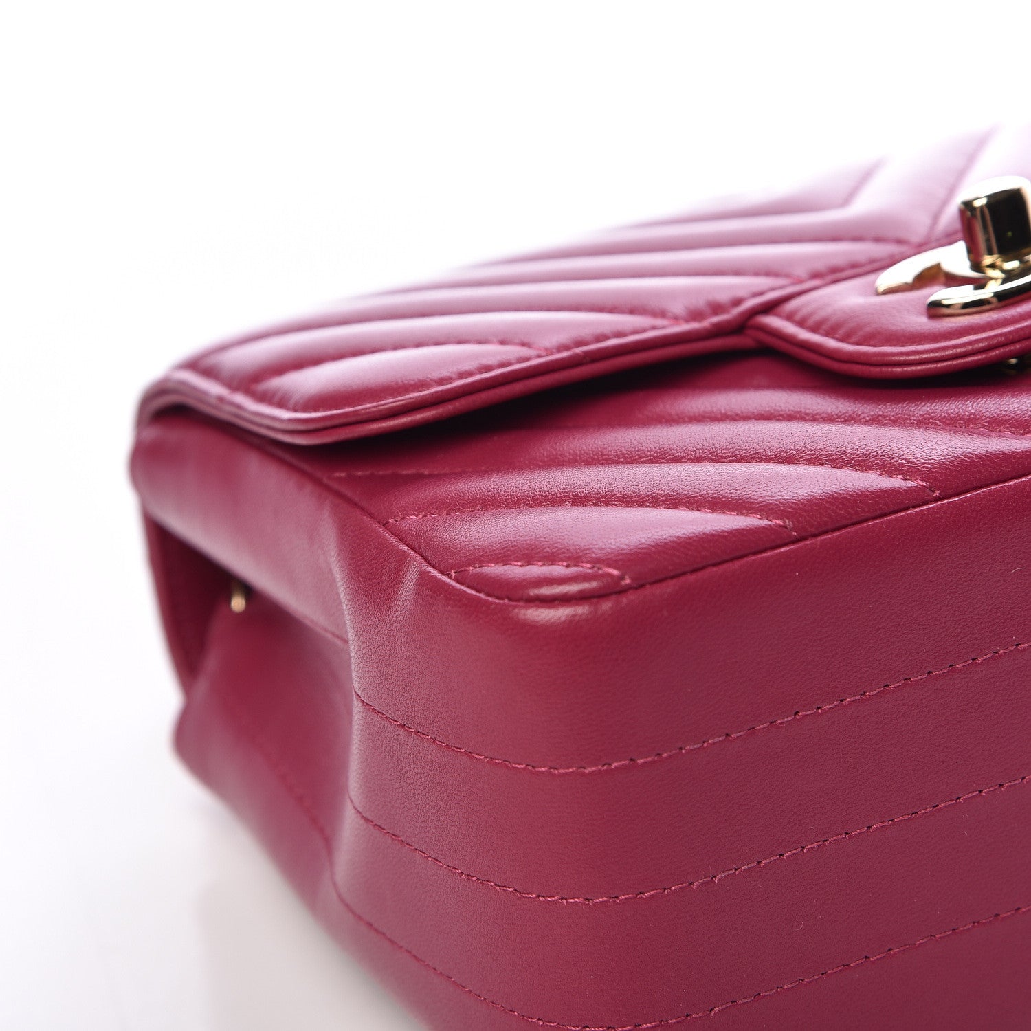 Chanel Lambskin Chevron Quilted Mini Square Flap Fuchsia 8 of 16