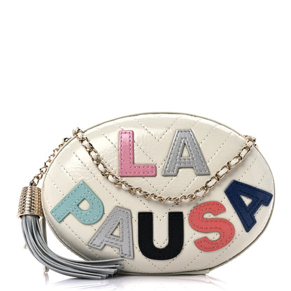 Chanel Embroidered Lambskin Chevron Quilted La Pausa Evening Bag White 1 of 9