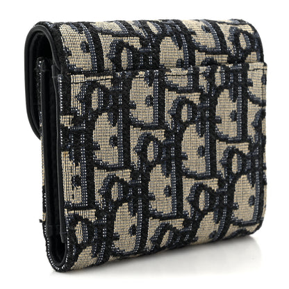 Christian Dior Oblique Saddle Lotus Wallet Blue 3 of 10