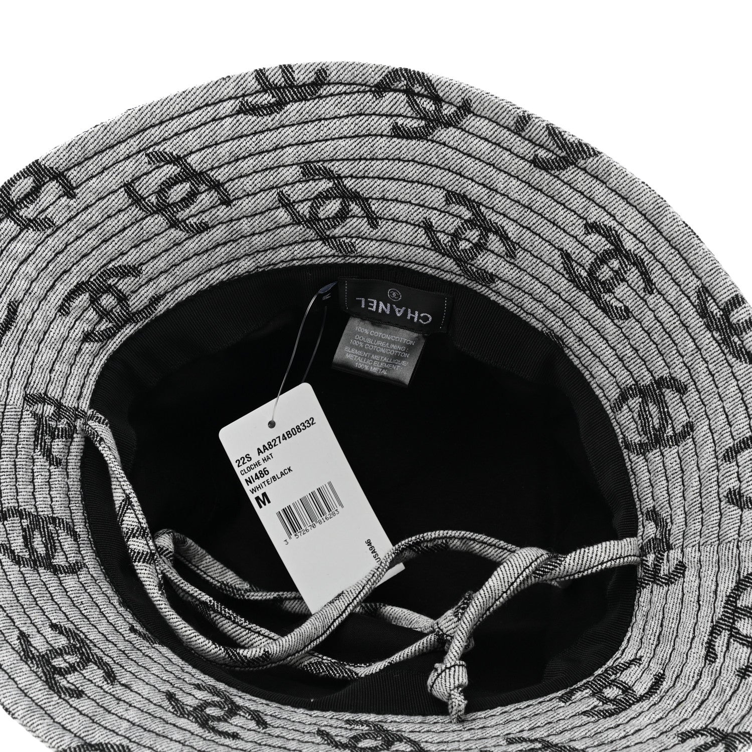 Chanel Denim CC Bucket Hat M White Black 7 of 8