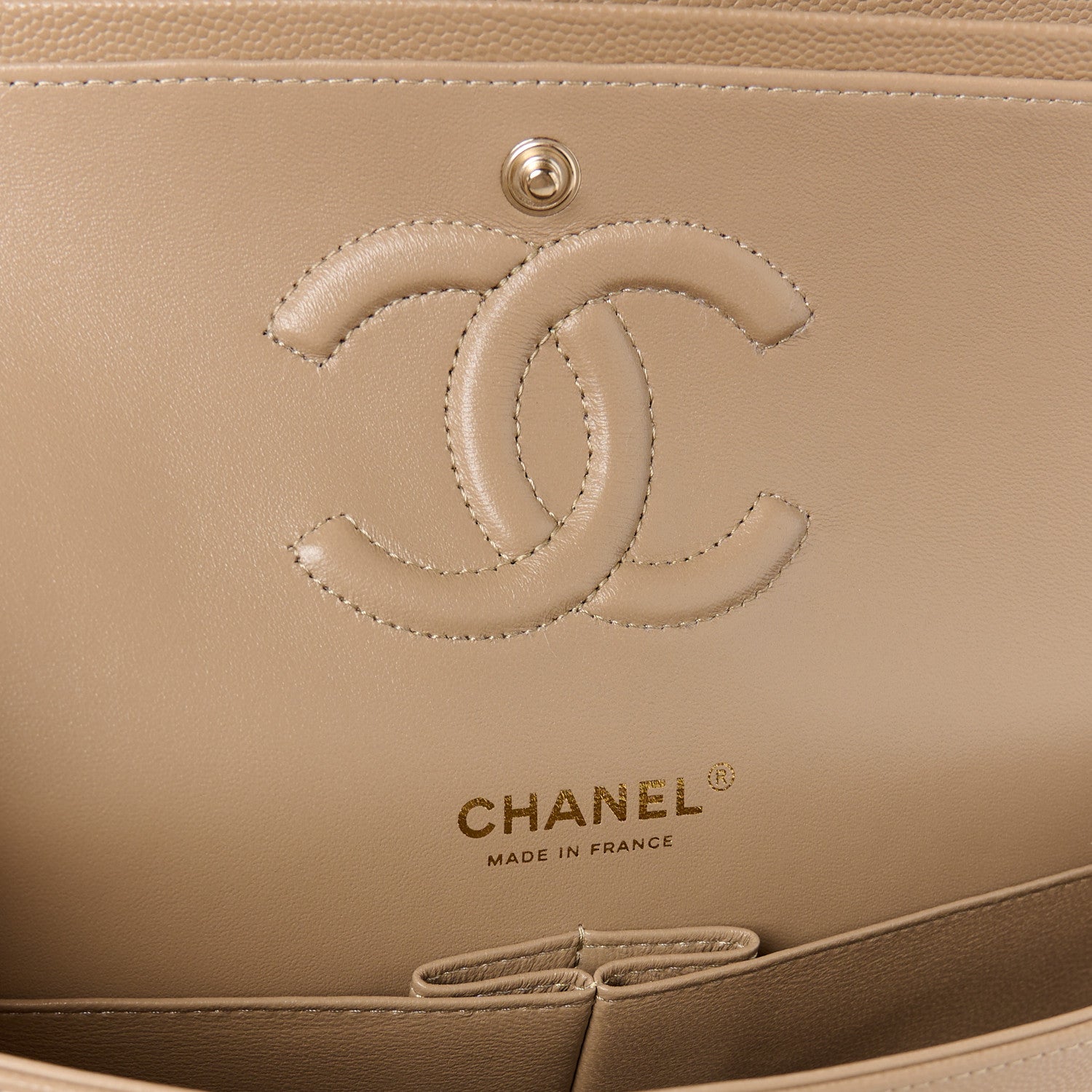 Chanel Caviar Quilted Medium Double Flap Dark Beige 6 of 12