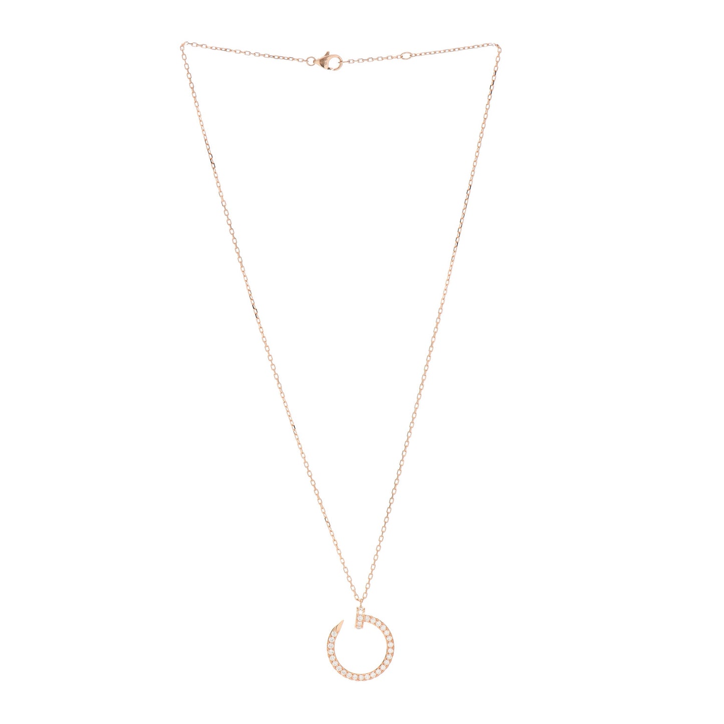 18K Pink Gold Diamond Juste Un Clou Paved Pendant Necklace