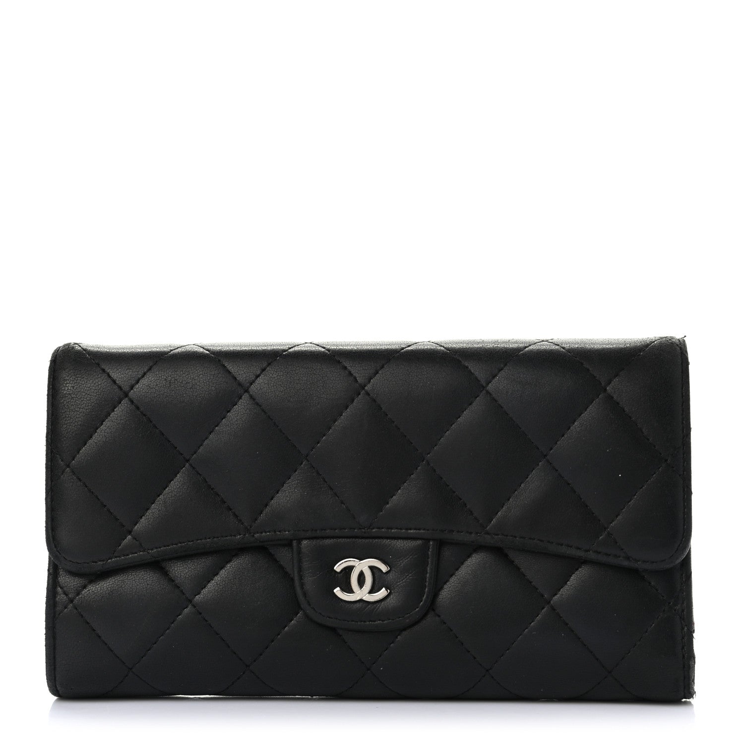 Chanel Lambskin Quilted Large Flap Wallet Black 1 of 14