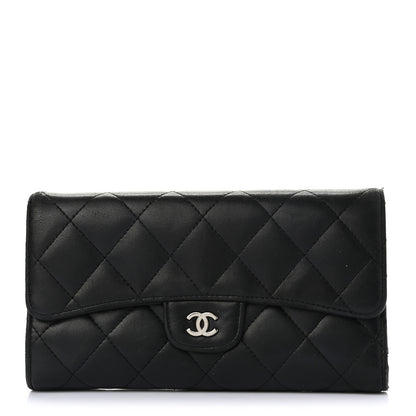 Chanel Lambskin Quilted Large Flap Wallet Black 1 of 14