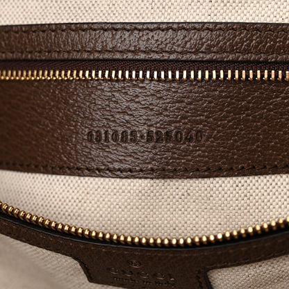 Gucci Monogram Jumbo GG Textured Dollar Calfskin Web Medium Ophidia Shopping Tote Camel Ebony 7 of 11