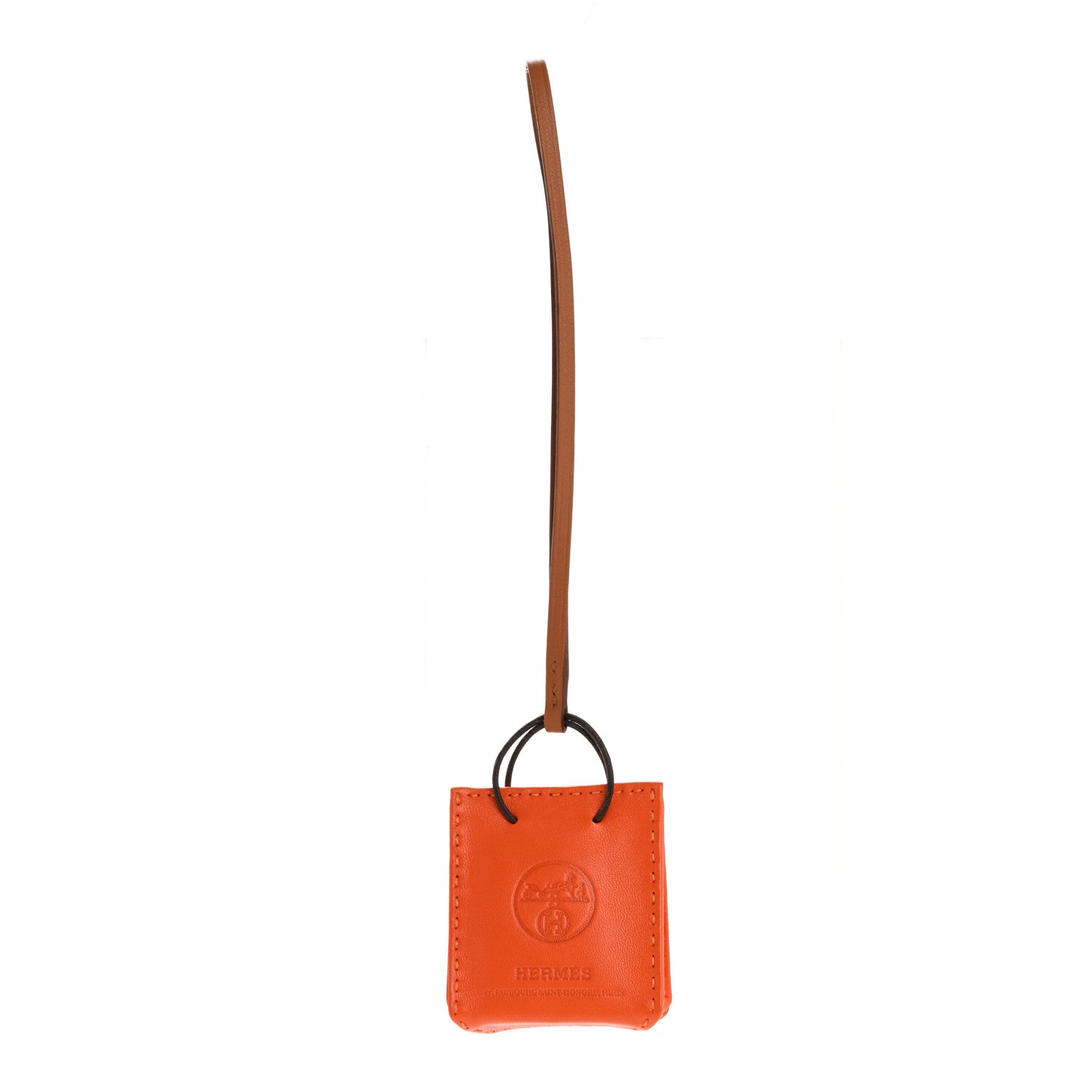 Hermes Milo Lambskin Swift Shopping Bag Charm Feu Gold 2 of 14