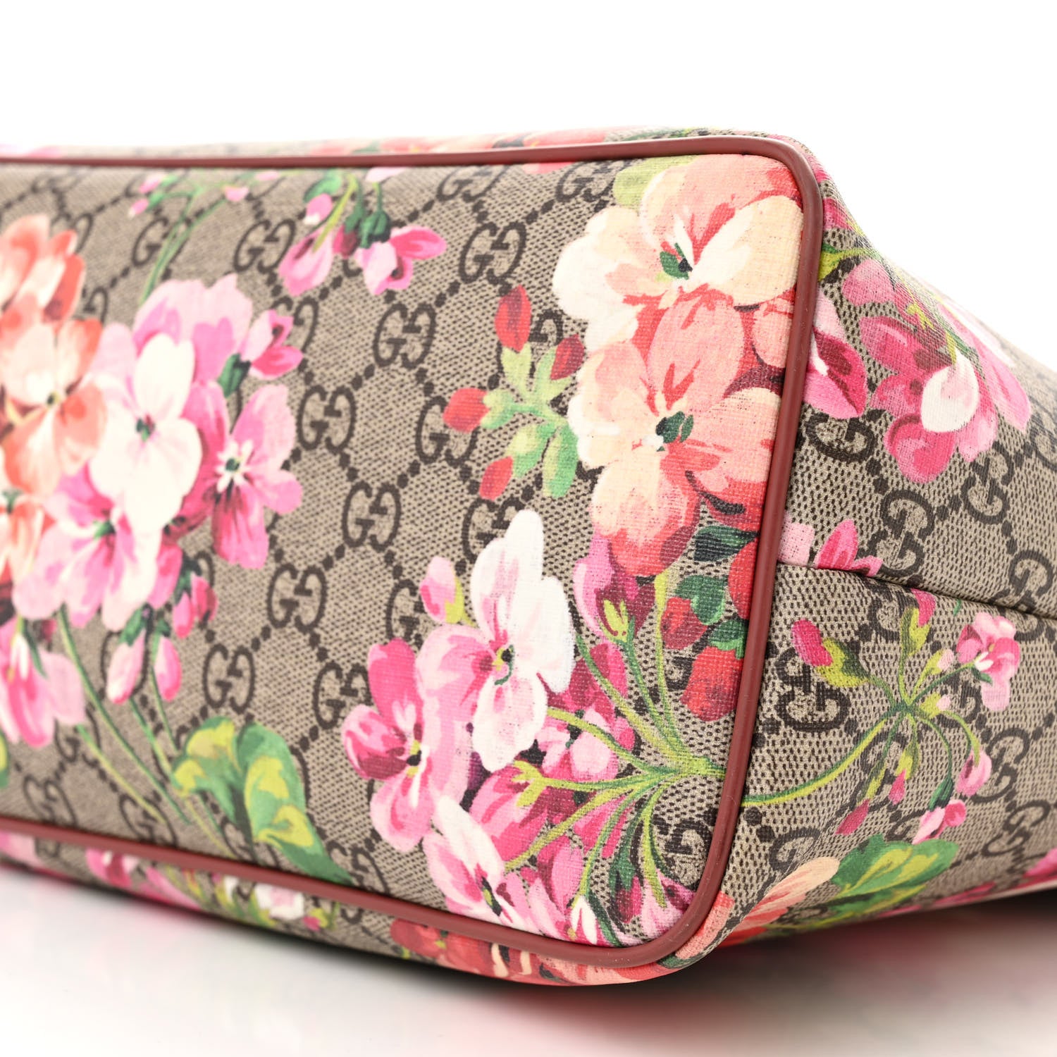 Gucci GG Supreme Monogram Blooms Medium Zippered Tote Beige Multicolor Dry Rose 13 of 18