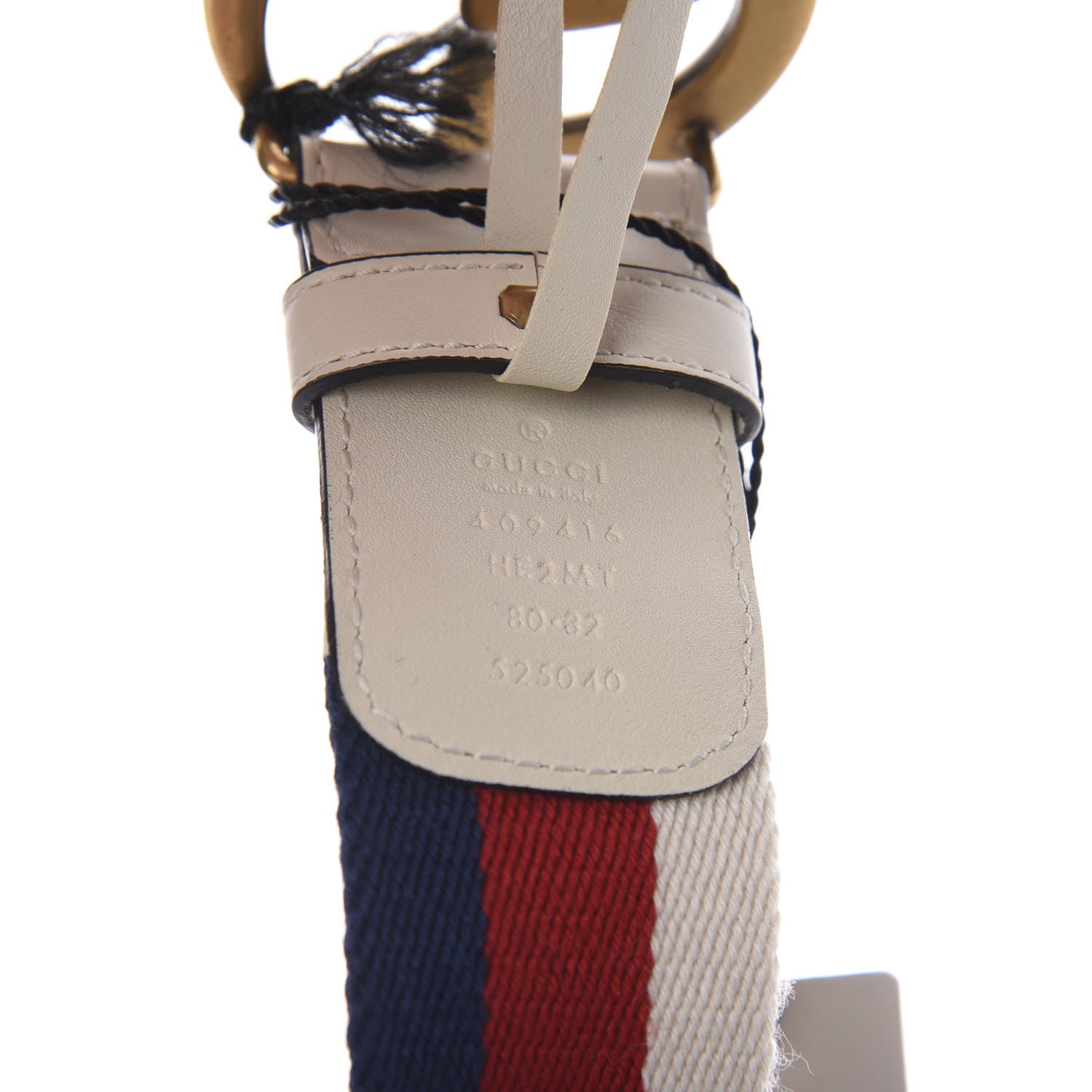 Gucci Nylon Calfskin Sylvie Web Double G 40mm Belt 80 32 Mystic White Hibiscus Red Maritime 2 of 8