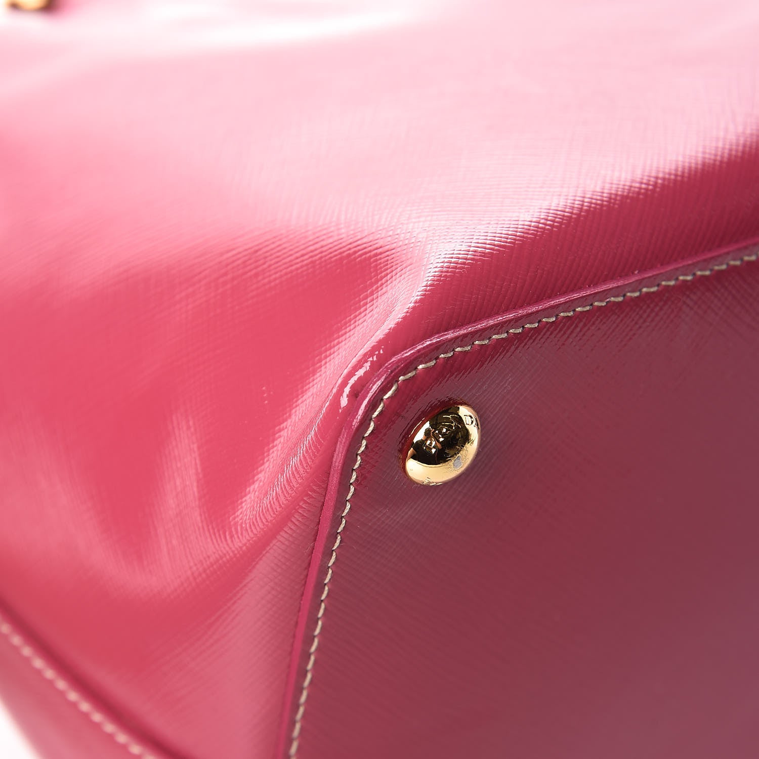 Prada Saffiano Vernice Turn Lock Shopping Tote Peonia 14 of 17