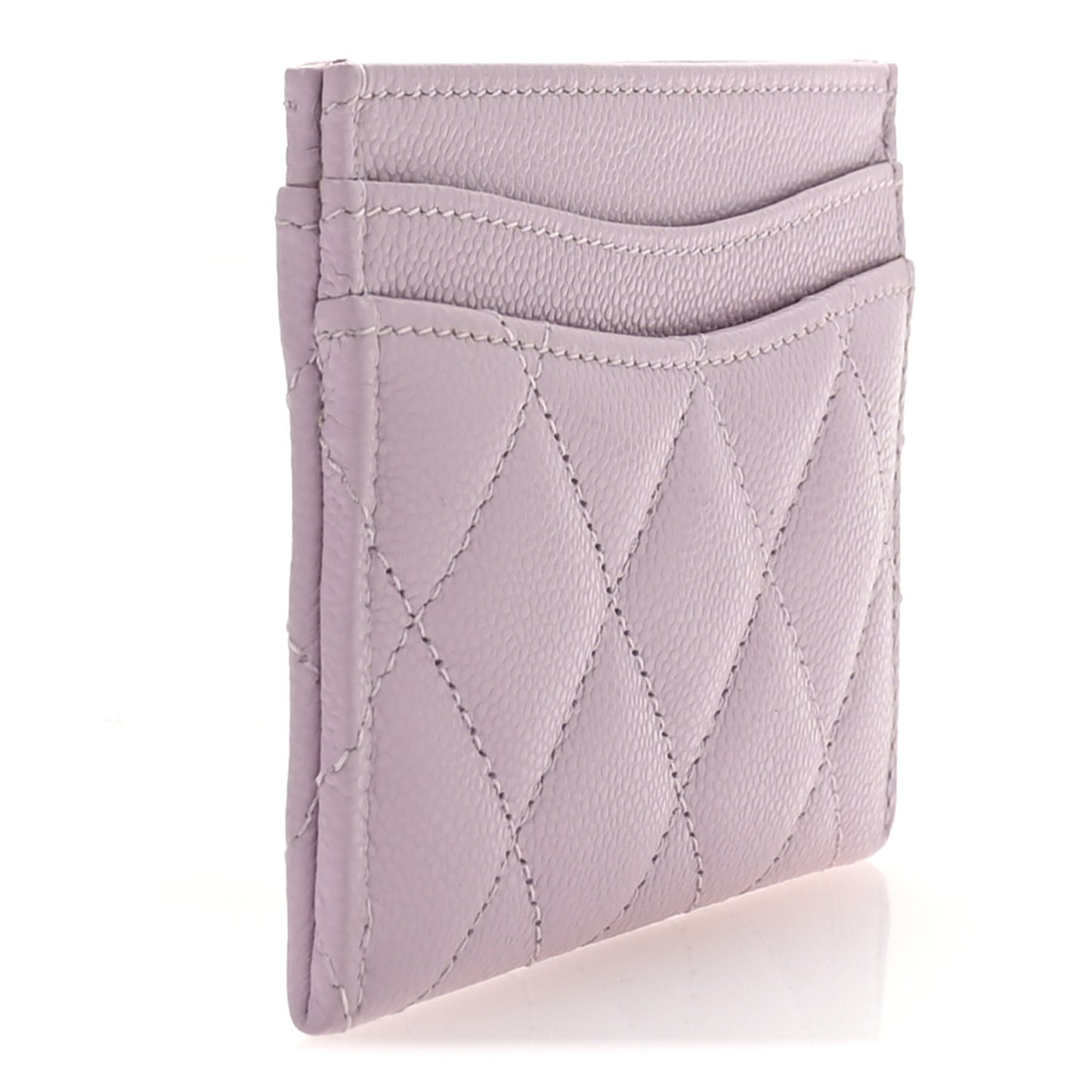 Caviar Quilted Card Holder Wallet Light Purple