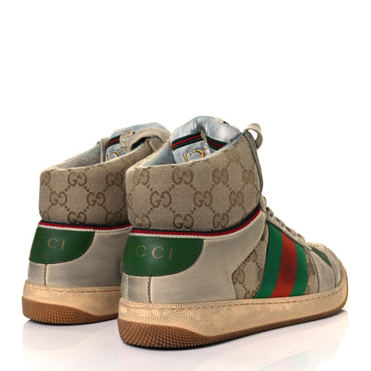 Gucci GG Monogram Nubuck Web Mens Screener High Top Sneakers 5 New Sand Dusty Milk Vintage Green 4 of 10