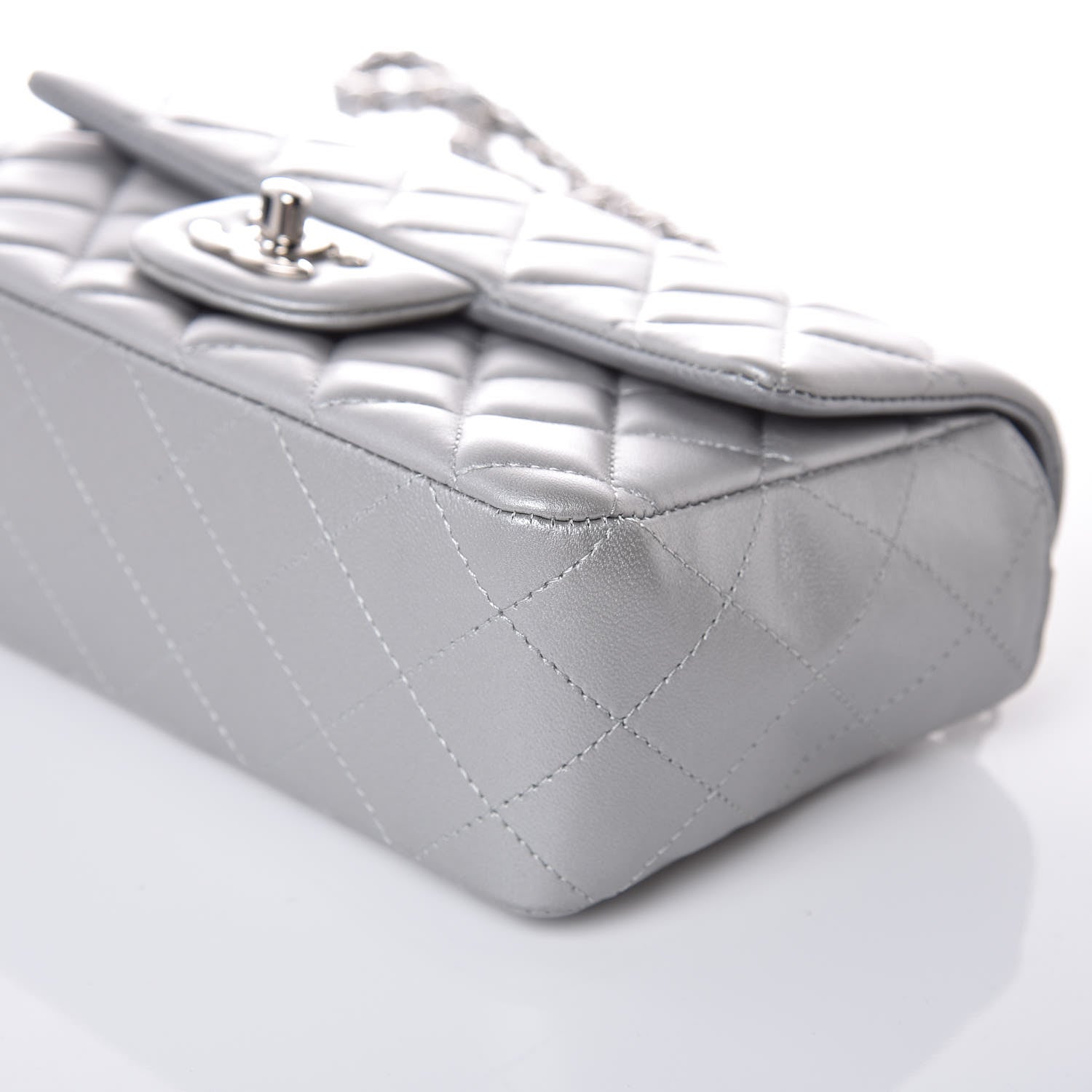 Chanel Metallic Lambskin Quilted Mini Rectangular Flap Silver 9 of 10