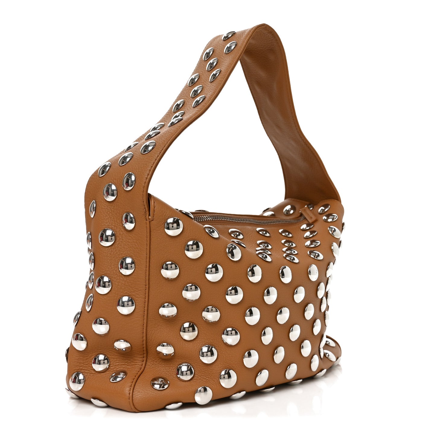 Pebbled Sport Calfskin Studded Elena Nougat