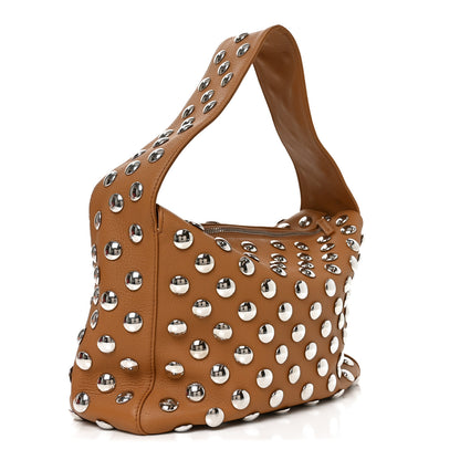 Khaite Pebbled Sport Calfskin Studded Elena Nougat 3 of 9